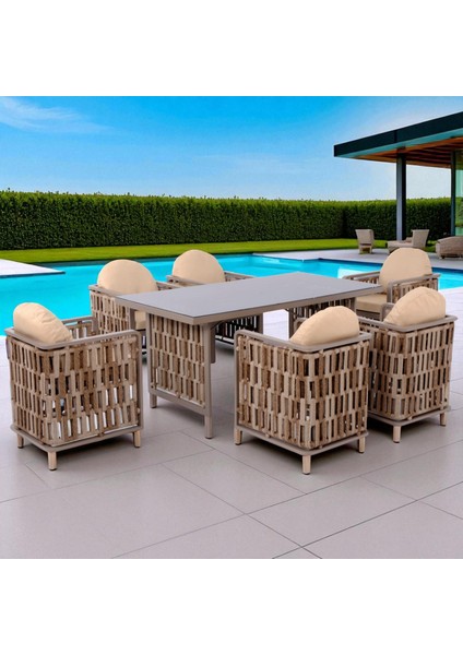 Talia | Rattan Bahçe Masa Takımı | 100X200 6 Kişilik Bahçe Mobilyası fırsatları