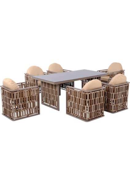 Talia | Rattan Bahçe Masa Takımı | 100X200 6 Kişilik Bahçe Mobilyası indirimleri