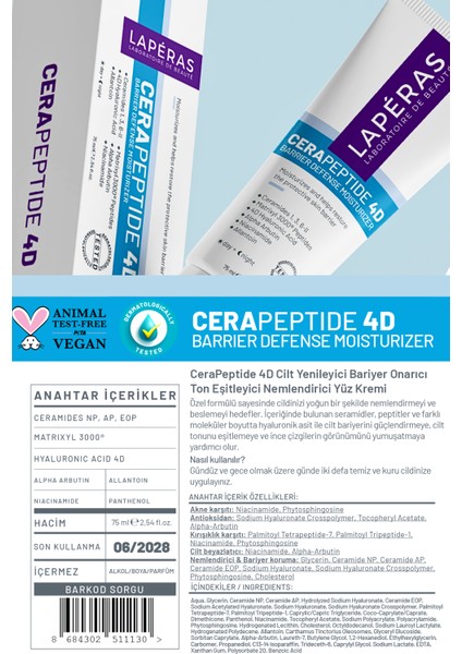 CeraPeptide 4D Bariyer Onarıcı Ton Eşitleyici Nemlendirici Su Bazlı Yüz Kremi 75 ml modelleri