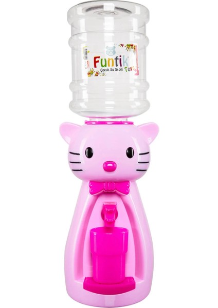 Pembe Pembe Kedi Figürlü 1,9 Litre Büyük Boy Bardaklı Sızdırmaz Çocuklar Için Su Sebili 50 cm