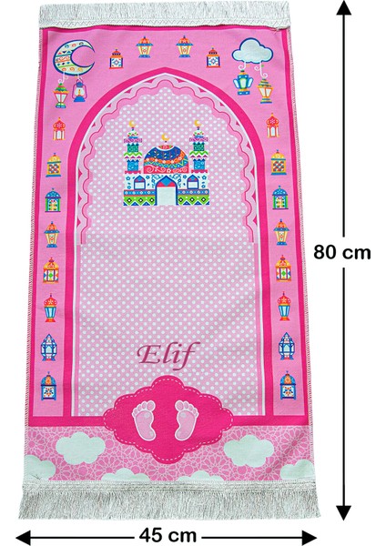 Kuran Kursları İçin Çocuk Çantalı Kuranı Kerim Tesbih İsimli Seccade Seti Pembe