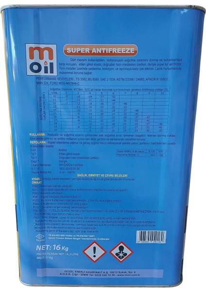 Süper Antifriz 16 kg Teneke (4 Mevsim Koruma) fiyatları