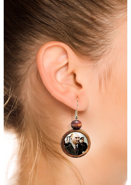 Mustafa Kemal Atatürk Ahşap Küpe