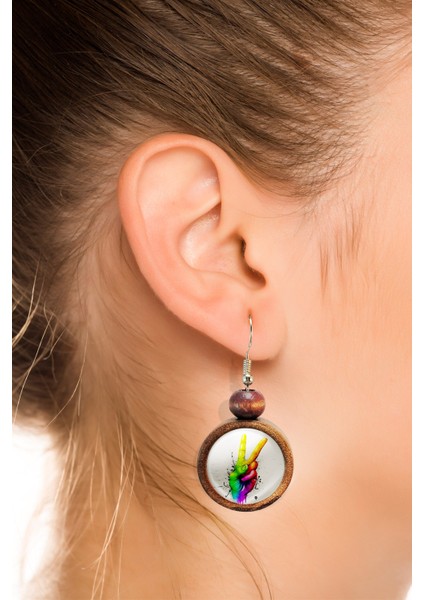 Zafer Sembolü Ahşap Küpe