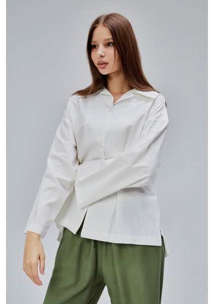Ekru Oversize Poplin Gömlek fırsatları