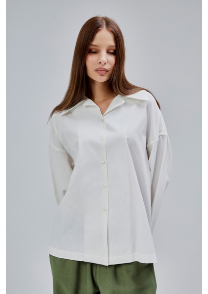 Ekru Oversize Poplin Gömlek indirimleri