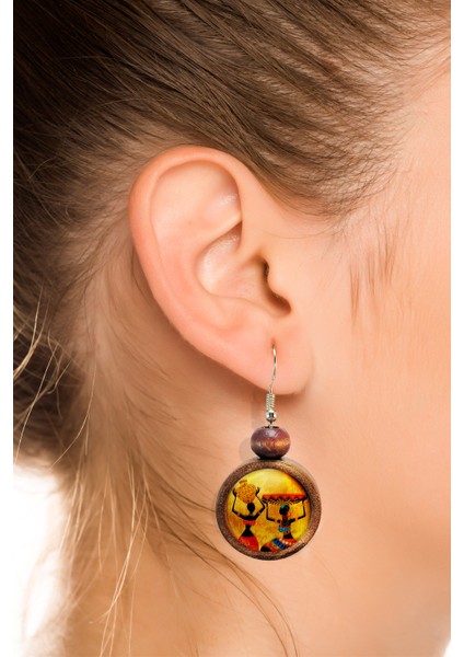 Afrikalı Kızlar Ahşap Küpe