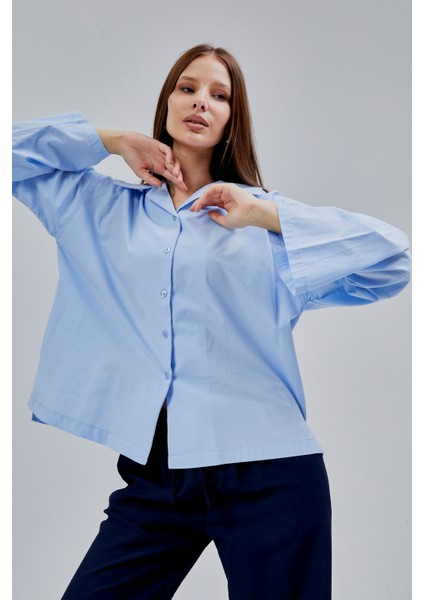 Bebe Mavisi Oversize Poplin Gömlek fiyatları