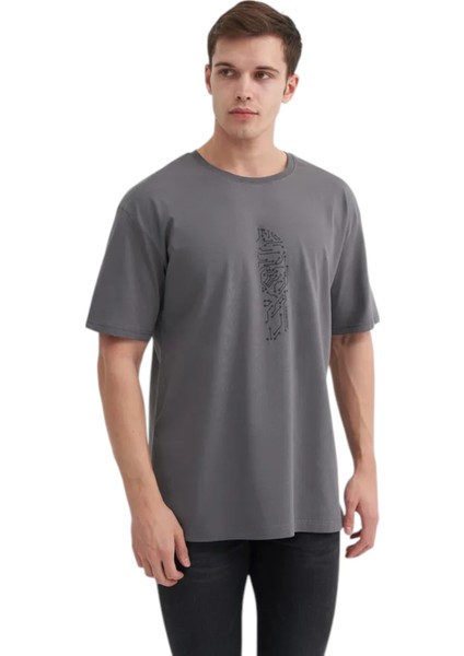 Bisiklet Yaka Relax Fit Pamuklu Desenli Tişört fiyatları