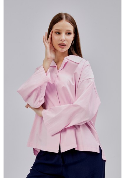 Pembe Oversize Poplin Gömlek fırsatları