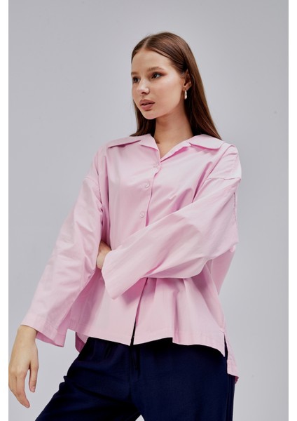 Pembe Oversize Poplin Gömlek indirimleri