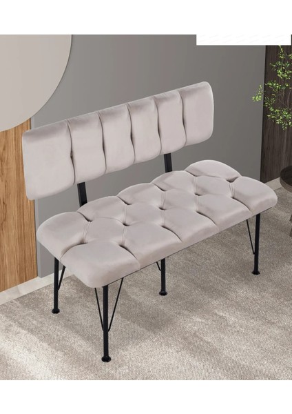 Krem Sırtlı Bank Bench Mutfak balkon Pufu