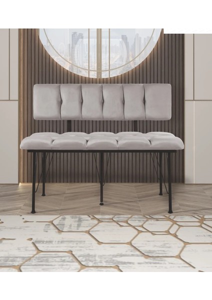Krem Sırtlı Bank Bench Mutfak balkon Pufu