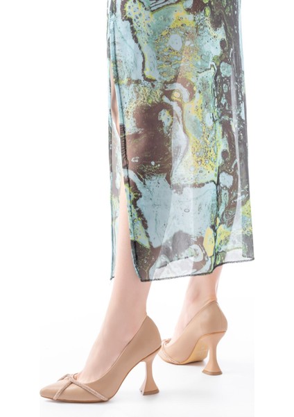 K-10 Nut Günlük Sarmal Taşlı Topuklu Kadın Ayakkabı fiyatları