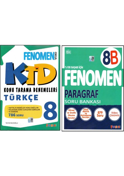 8.sınıf Türkçe Konu Tarama Denemeleri+Fenomen 8.sınıf 8b Paragraf (2 Kitap)