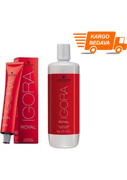 7 Adet Igora Royal 8-46 Açık Kumral- Bej Çikolata Saç Boyası + 1l Oksidan