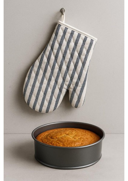 Çizgili Fırın Eldiveni Isıya Dayanıklı Kalın Dokulu Pamuklu Mutfak Eldiveni Askılı