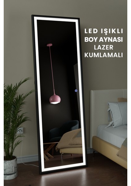 LED Işıklı Boy Aynası Lazer Kumlamalı 60X180 cm