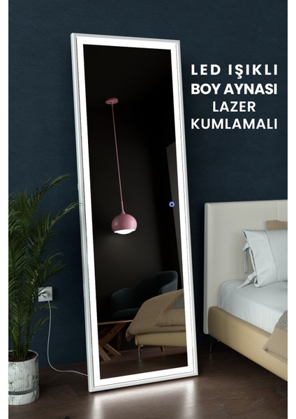 LED Işıklı Boy Aynası Lazer Kumlamalı 60X180 cm