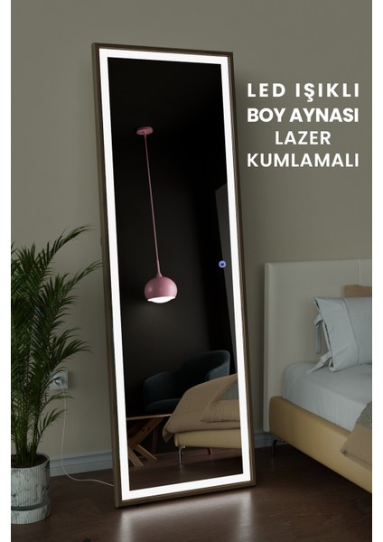 LED Işıklı Boy Aynası Lazer Kumlamalı 60X180 cm