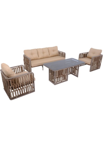 Talia | Rattan Bahçe Oturma Grubu | 3+1+1 Sehpalı Bahçe Takımı