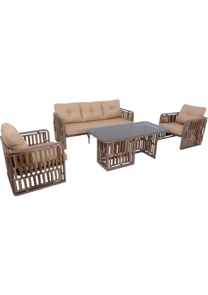 Talia | Rattan Bahçe Oturma Grubu | 3+1+1 Sehpalı Bahçe Takımı