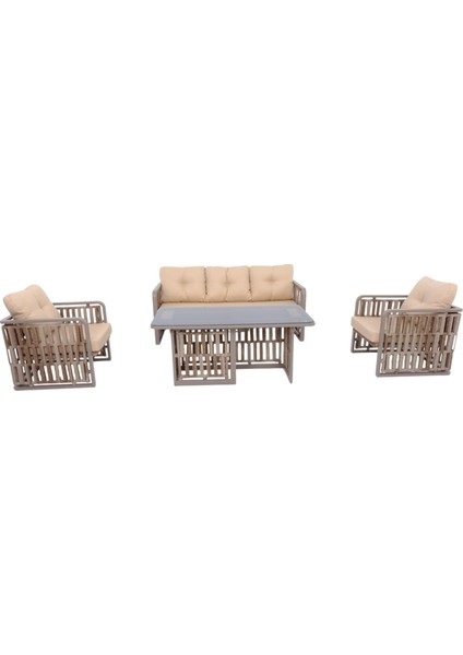 Talia | Rattan Bahçe Oturma Grubu | 3+1+1 Sehpalı Bahçe Takımı