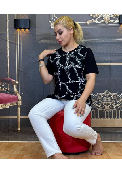 Abiye Bluz,yazlık,kadın,tişört, Taşli Işlemeli,pamuk Iplik,siyah,desenli,yüksek Kalite indirimleri