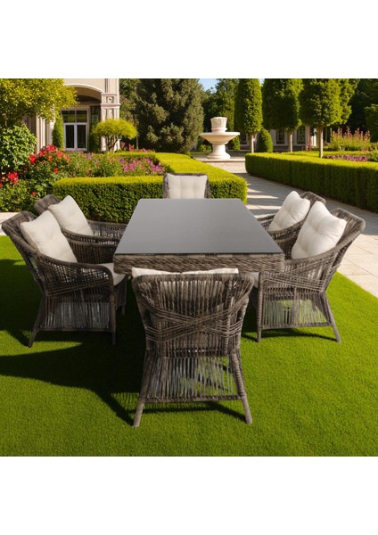 Bossa | Rattan Bahçe Masa Takımı | 100X200 6 Kişilik Bahçe Mobilyası fiyatları