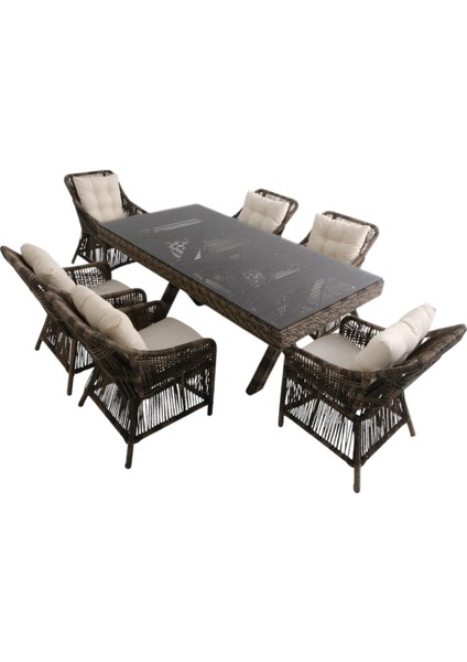 Bossa | Rattan Bahçe Masa Takımı | 100X200 6 Kişilik Bahçe Mobilyası modelleri