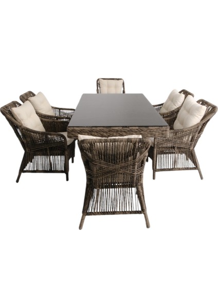 Bossa | Rattan Bahçe Masa Takımı | 100X200 6 Kişilik Bahçe Mobilyası fırsatları