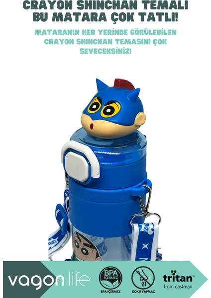 650ML Crayon Shinchan Figürlü Kapak Pipetli/pipetsiz Kullanım El Askılı Tritan Su Matarası modelleri