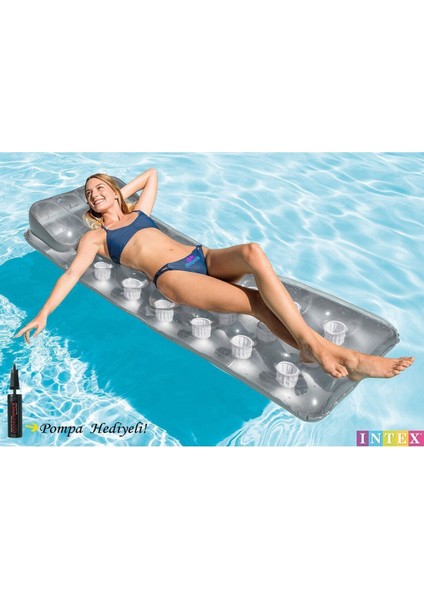 Yastıklı Yetişkin Havuz ve Deniz Yatağı 188X71 Cm, Gri, Çok Renkli