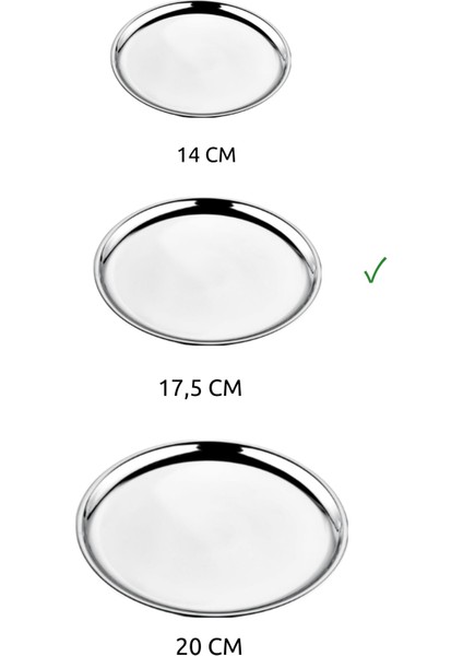 6'lı Paslanmaz Çelik Sunum Tatlı Tabağı Ikram Tabak 17 cm fiyatları