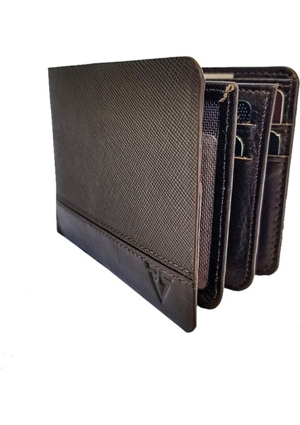 Saffiano Gerçek Deri Erkek Cüzdan 2513 Kahve