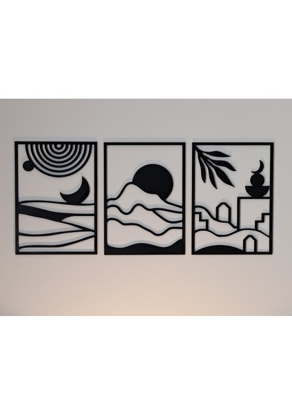 Minimalist 3 Lü Set Tablo Mt2 - Dekoratif Tablo - Tablo