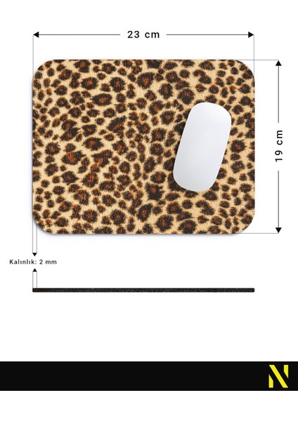 Leopar Desenli Renkli Ergonomik Mouse Pad - 23 cm x 19 cm - Kaymaz Taban Ev ve Ofis Kullanımı Fare Altlığı Mousepad