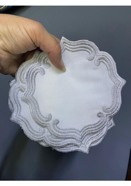 6 Lı Kahve Sunum Peçetesi Gümüş modelleri