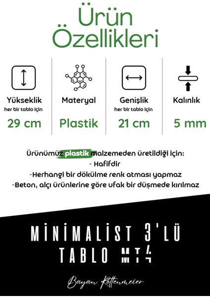 Minimalist 3 Lü Set Tablo Mt4 - Dekoratif Tablo - Tablo fiyatları