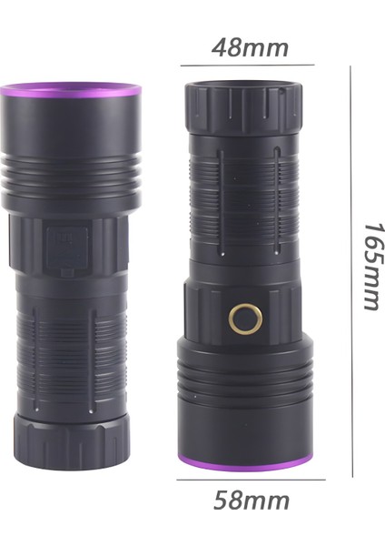 90W 365NM Profesyonel Ultra Güçlü Mor Uv Işık Para Kontrol Feneri Uv Lamba 9000MAH Pil