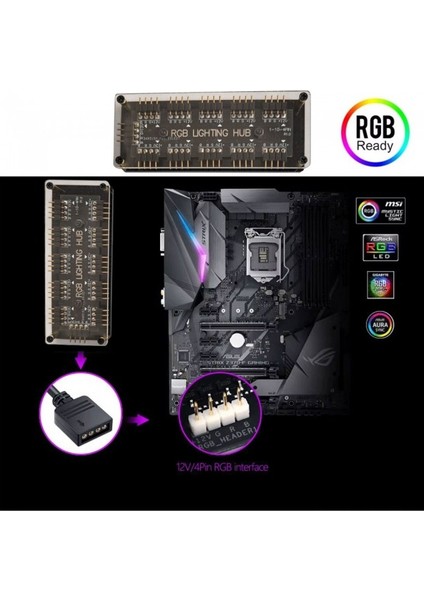Rgb 10 Port Hub 12V 4-Pin Fanlar ve Soğutucu Için Aura Sync Rgb Adaptörü modelleri