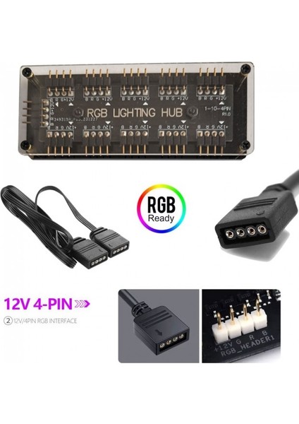 Rgb 10 Port Hub 12V 4-Pin Fanlar ve Soğutucu Için Aura Sync Rgb Adaptörü fırsatları