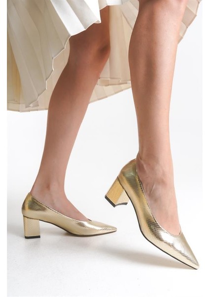 Kadın Mryln Altın Yılan Metalik Stiletto Ayakkabı fiyatları