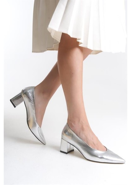 Kadın Mryln Gümüş Yılan Metalik Stiletto Ayakkabı fiyatları