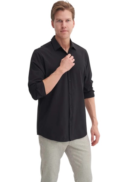 Regular Fit Dokuma Viscon Uzun Kol Gömlek fiyatları