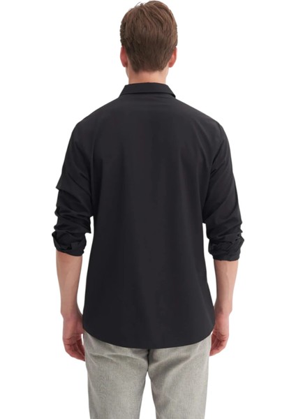 Regular Fit Dokuma Viscon Uzun Kol Gömlek fırsatları