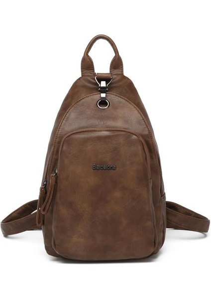 Orta Boy Yıkama Deri Kadın Sırt Çantası 21-K Barcelona 1639