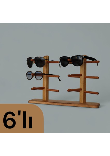 Ahşap 6'lı Gözlük Standı Doğal modelleri