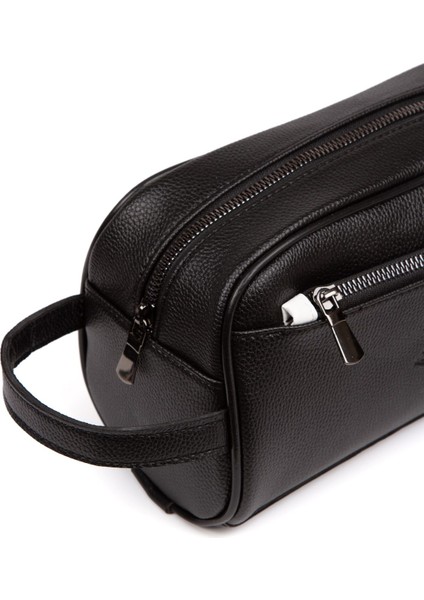 Erkek Deri Portföy Clutch Traş Kozmetik Bakım ve Günlük El Çantası (14X24CM) NEW171 - Siyah modelleri