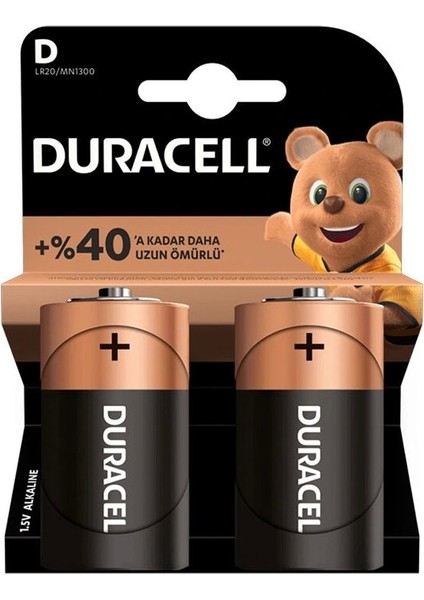 Duracell LR20/MN1300 D Büyük Boy Pil 2li Paket (5047)